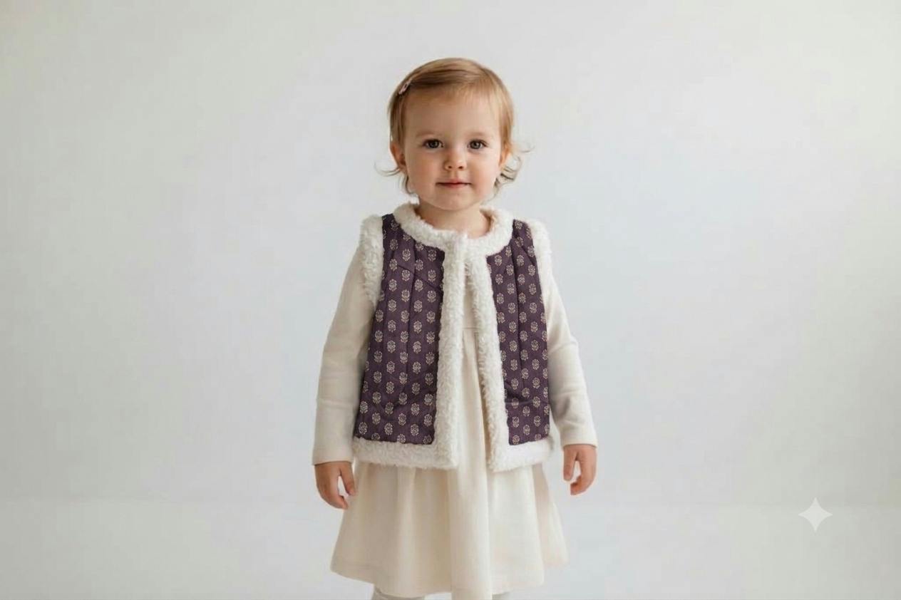 Jaipur Bloom Reversible Printed Sherpa Vest (Print #1)