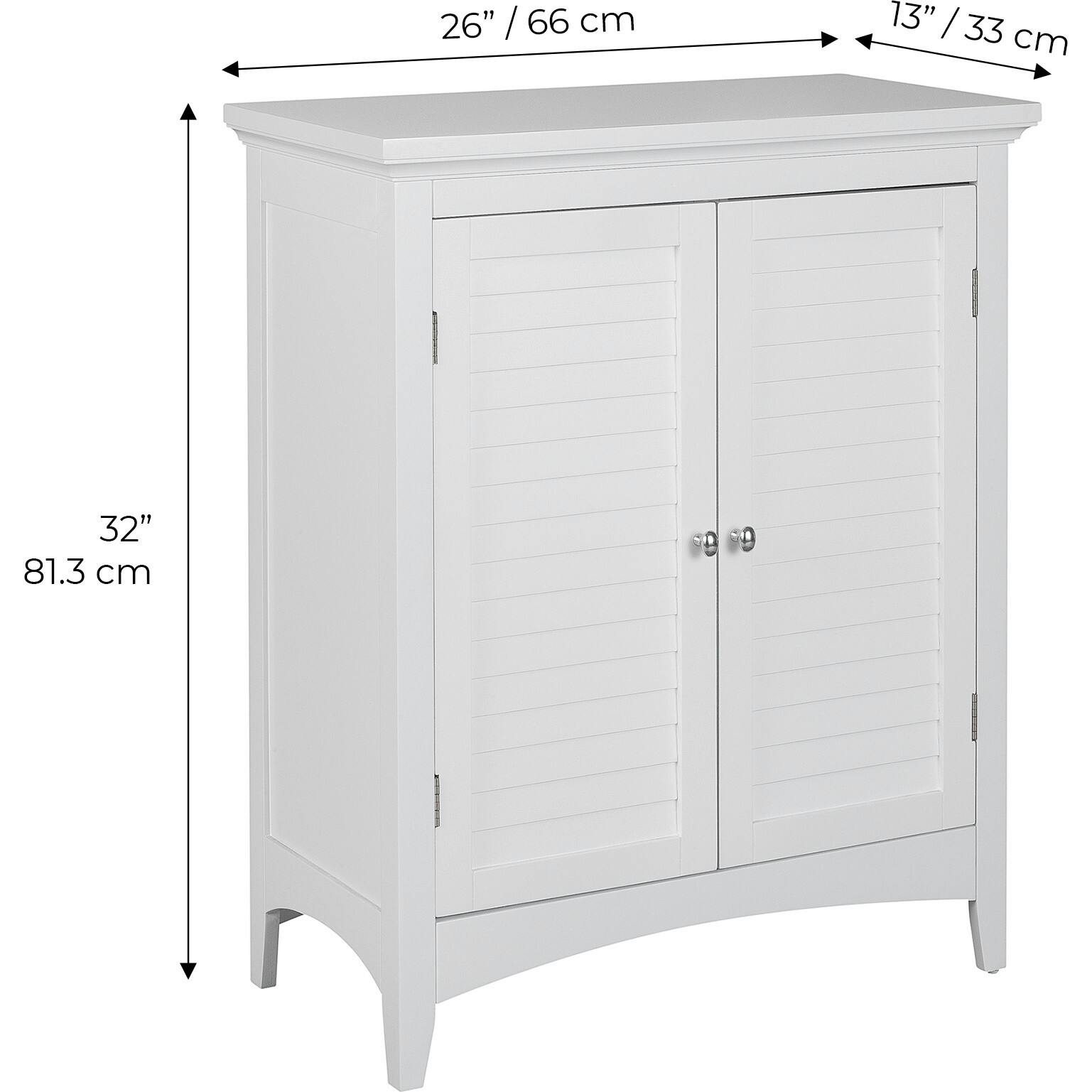 Glancy Free Standing Floor Storage Cabinet with Louvered Doors Adjustable Shelves