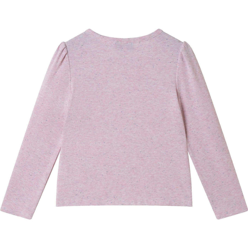 Girls Speckled Long Sleeve Tee| Pink Flowers
