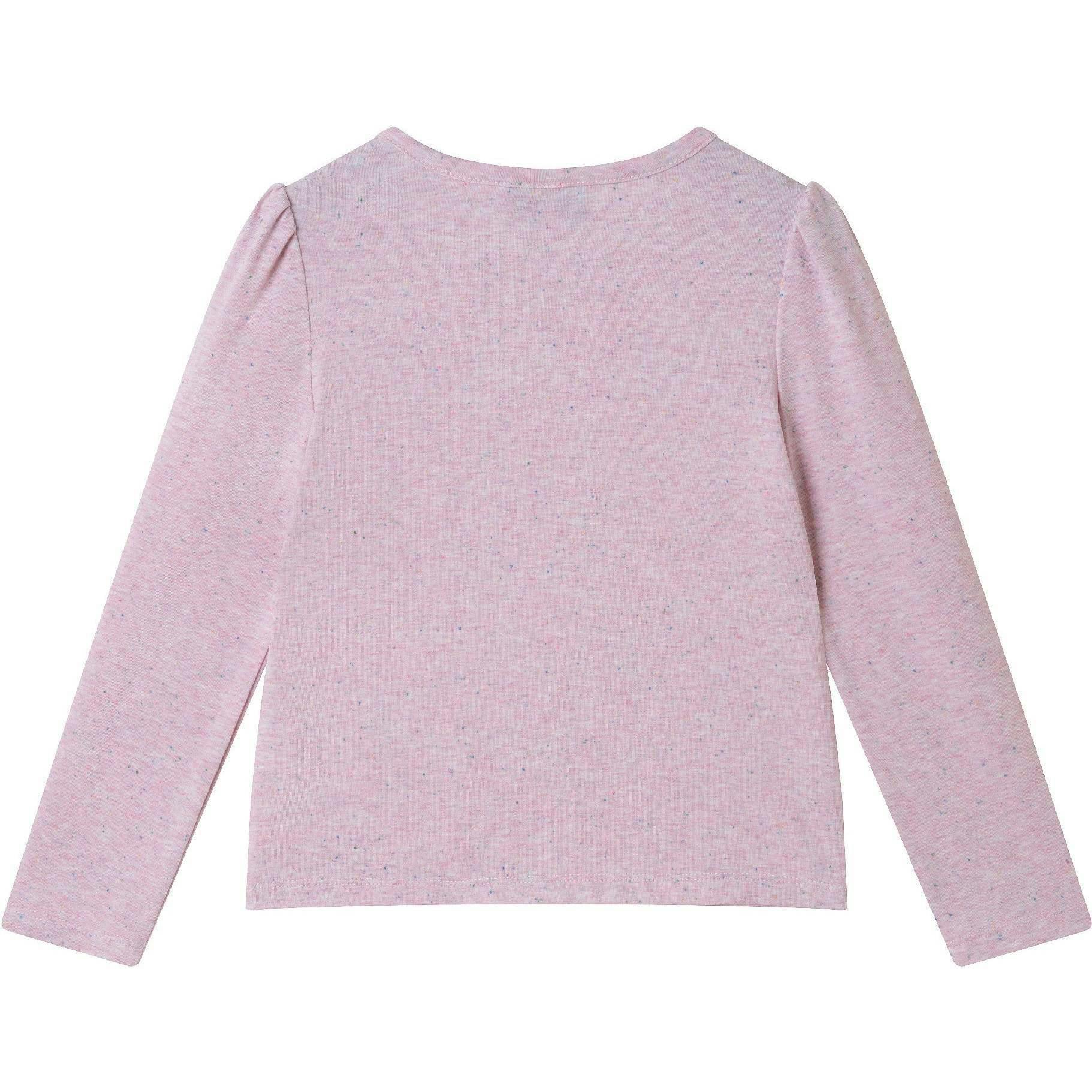 Girls Speckled Long Sleeve Tee| Pink Flowers
