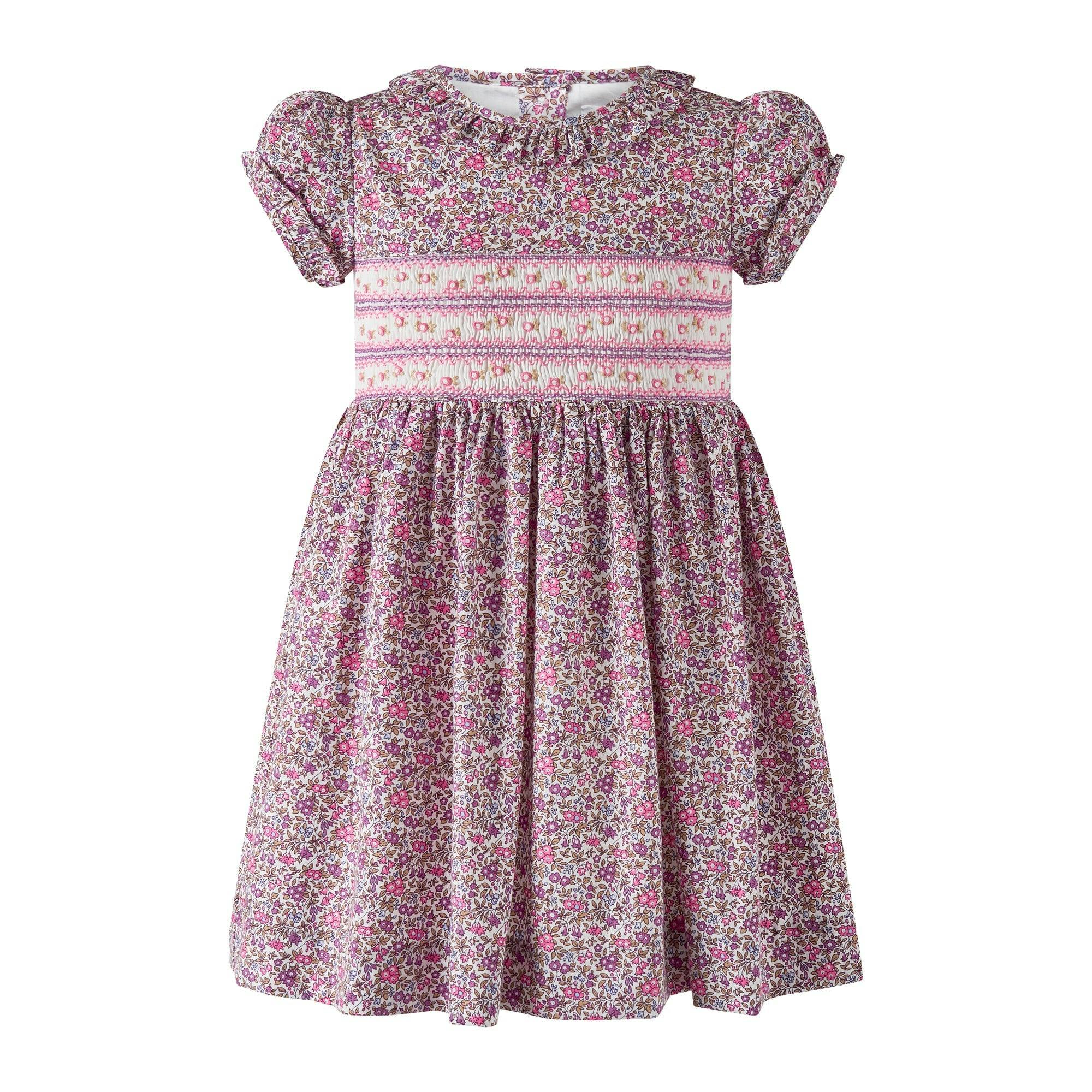 Floral SS Smocked Dress