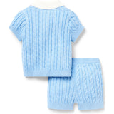 Baby Cable Knit Matching Set, Blue