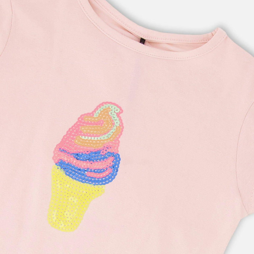 Organic Cotton Jersey Ice Cream T-Shirt Pink