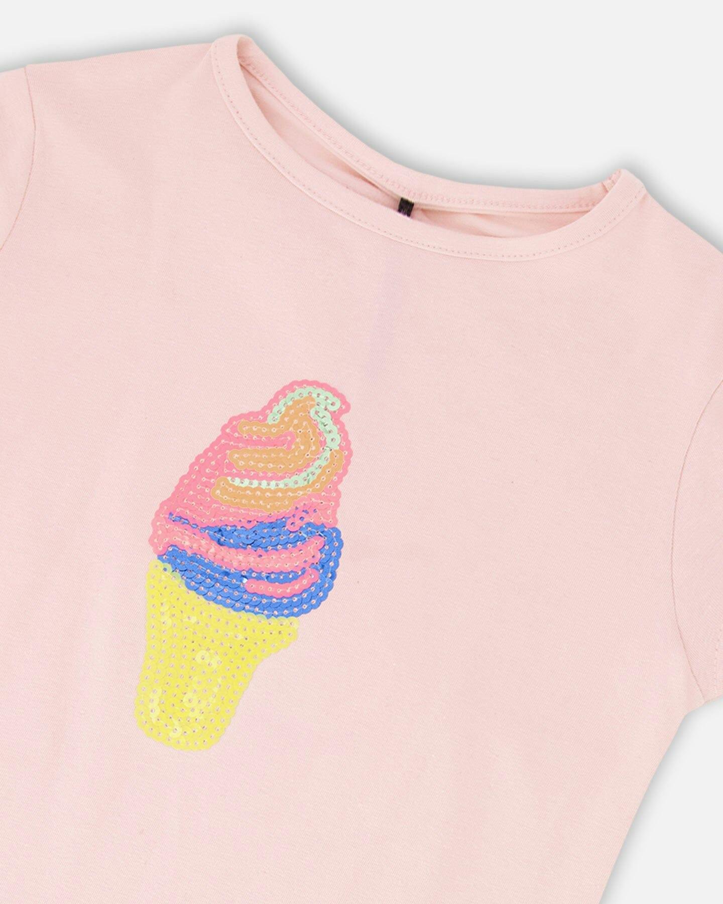 Organic Cotton Jersey Ice Cream T-Shirt Pink