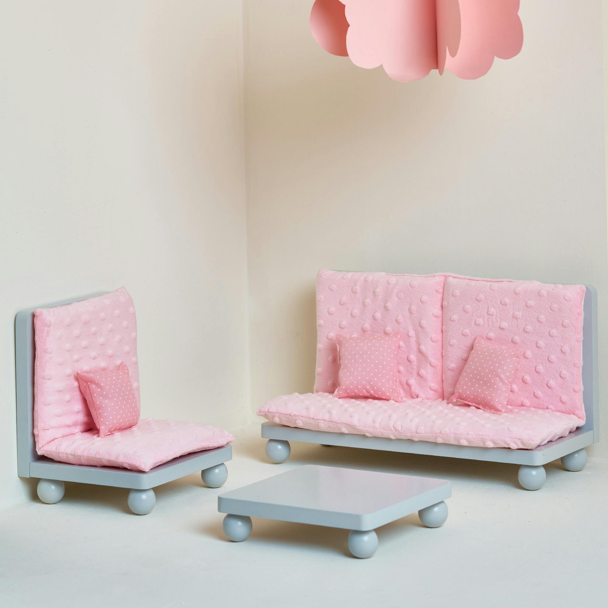Olivia's Little World Little Princess Lounge Set with Couch, Chair and Coffee Table