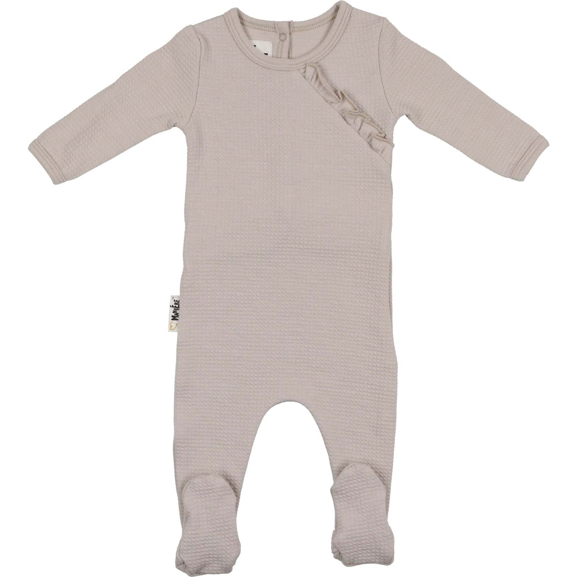 Quilted Waffle Girls Long Sleeve Footie, Grey