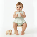 Organic Smocked Top And Bloomer Set - Basil Stripes