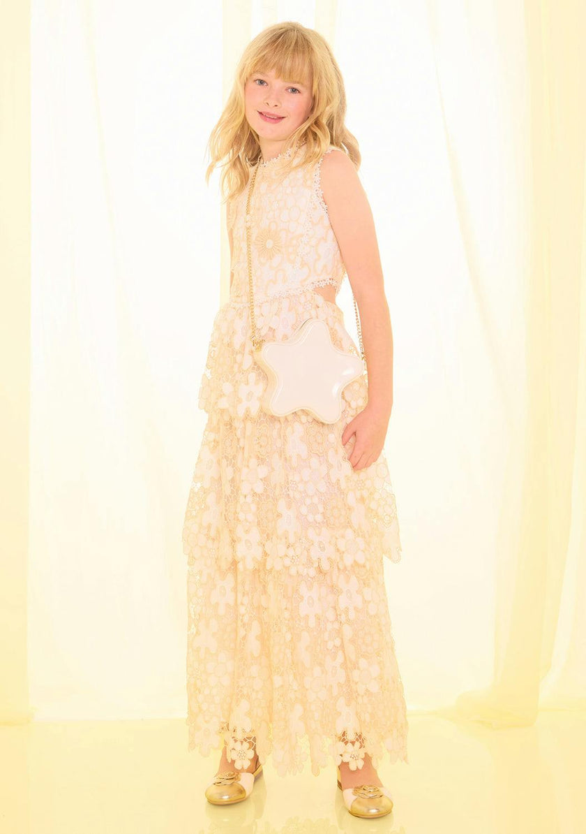 Haley Embroidered Frill Maxi Dress