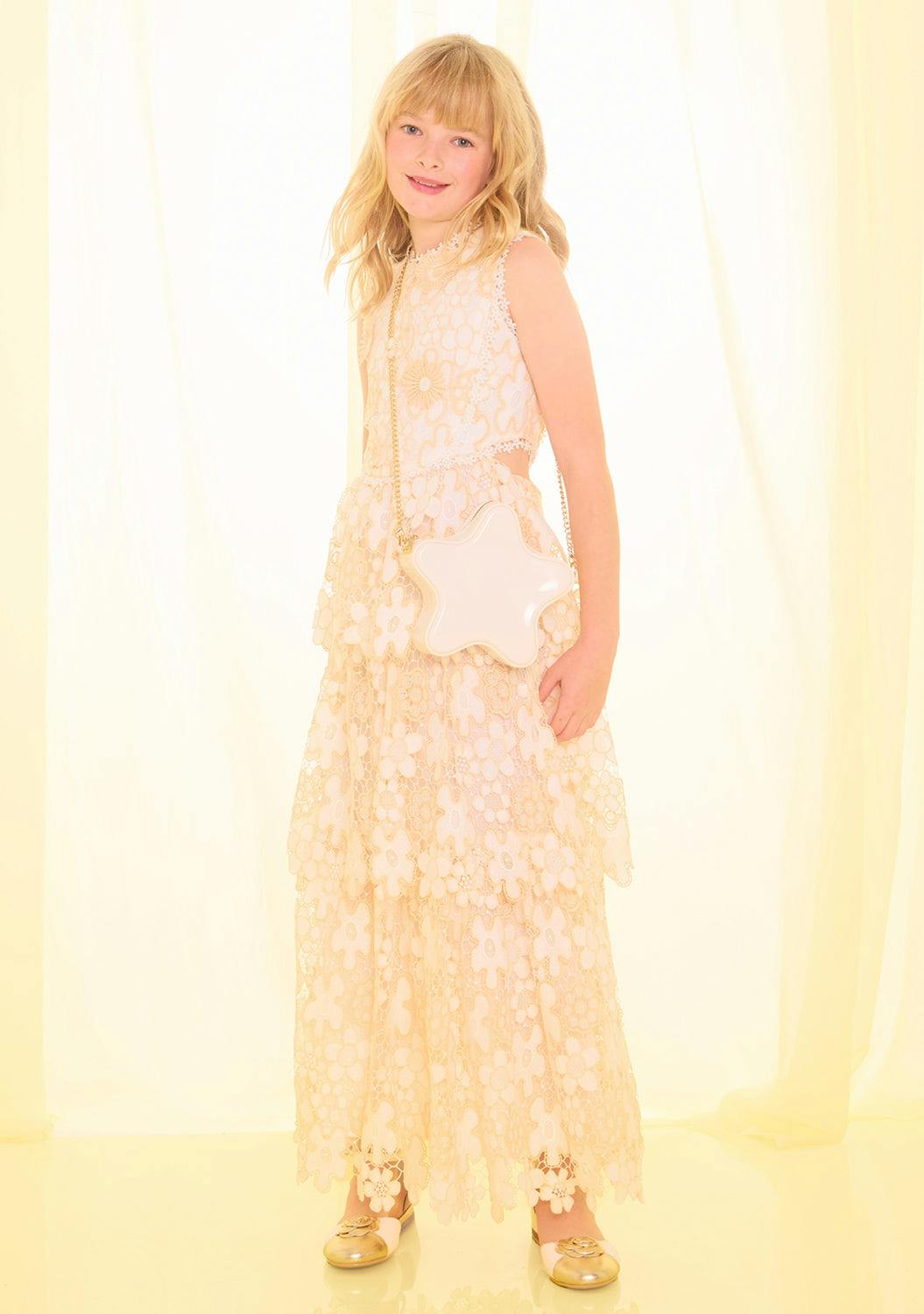 Haley Embroidered Frill Maxi Dress