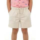 Boys Beige Textured Linen Shorts | Beige