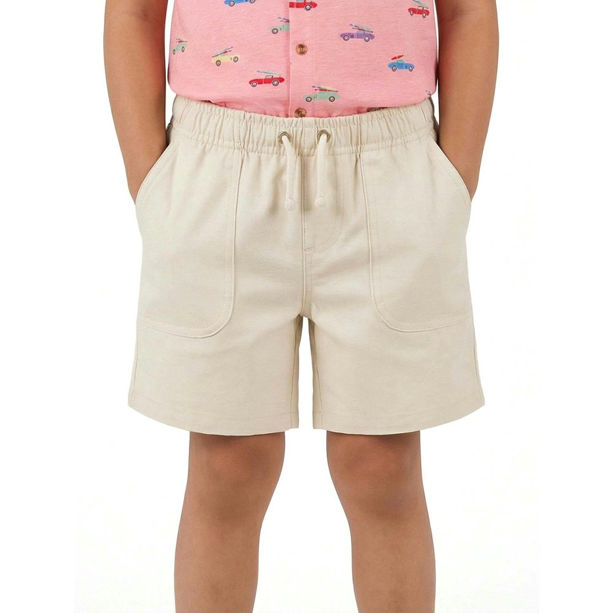 Boys Beige Textured Linen Shorts | Beige