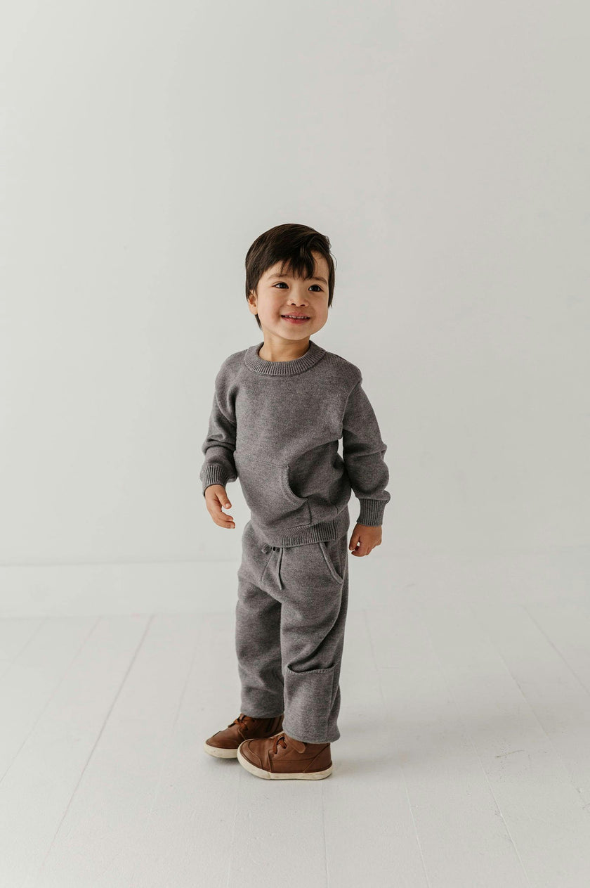 Boys Knit Set in Heather Mid Gray