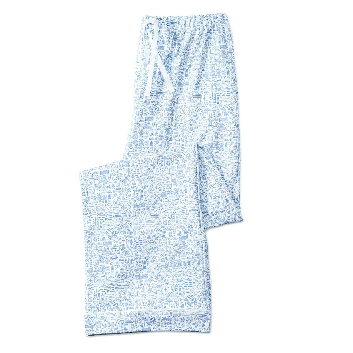 Seaside Women’s Button Front Long Pajama Set