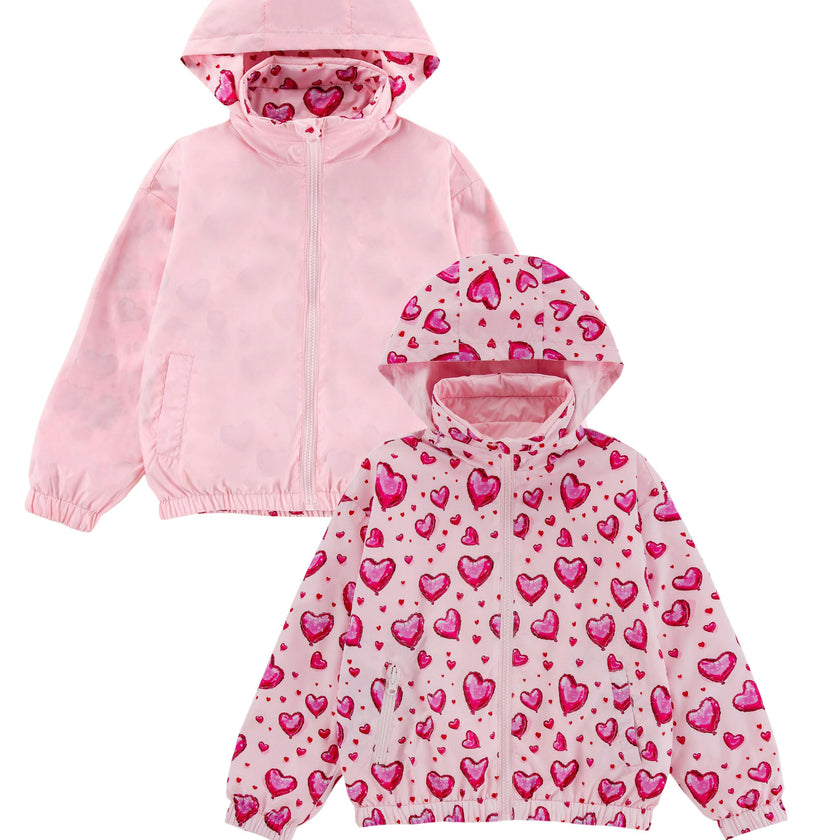 Max Reversible Rain Jacket Windbreaker, Hearts Galore