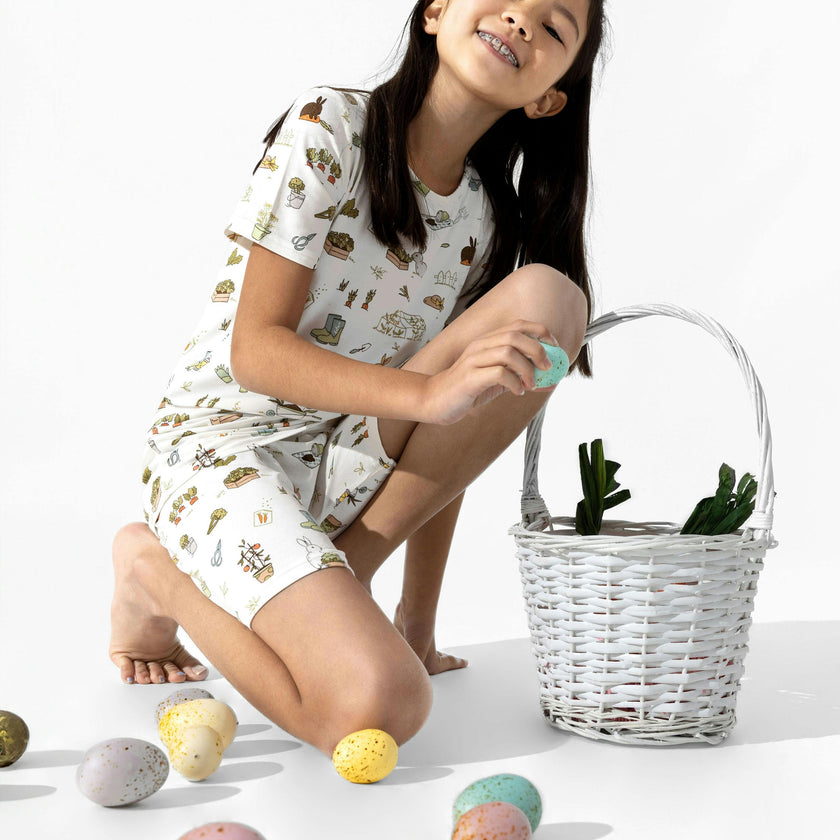 Bunny Garden Bamboo Kids Pajama Short Set