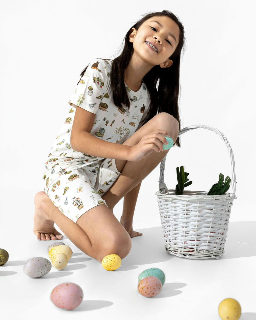 Bunny Garden Bamboo Kids Pajama Short Set