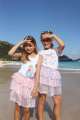 Iridescent Shimmer Sequin Skirt Pink