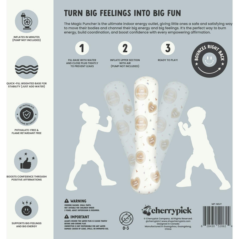 Magic Puncher - Inflatable Punching Bag for Kids with Positive Affirmations