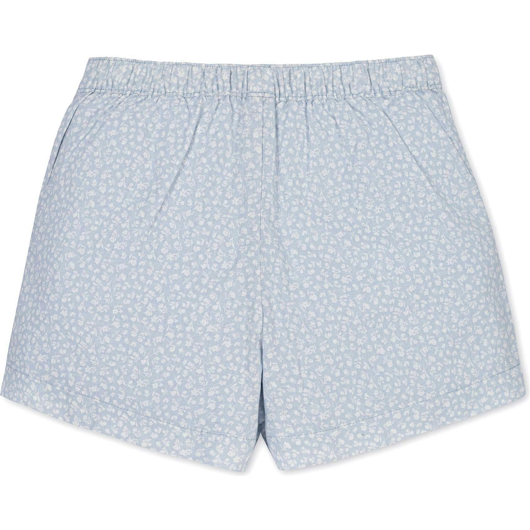 Linen Pull-On Short, Blue