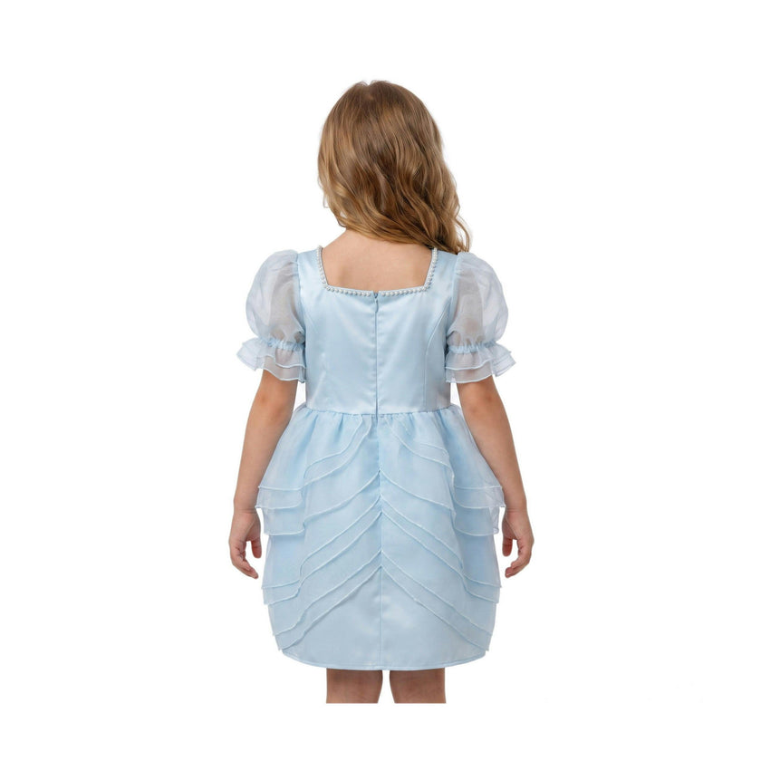 Sky Petal Princess Ruffle Blue Birthday Dress for Girls