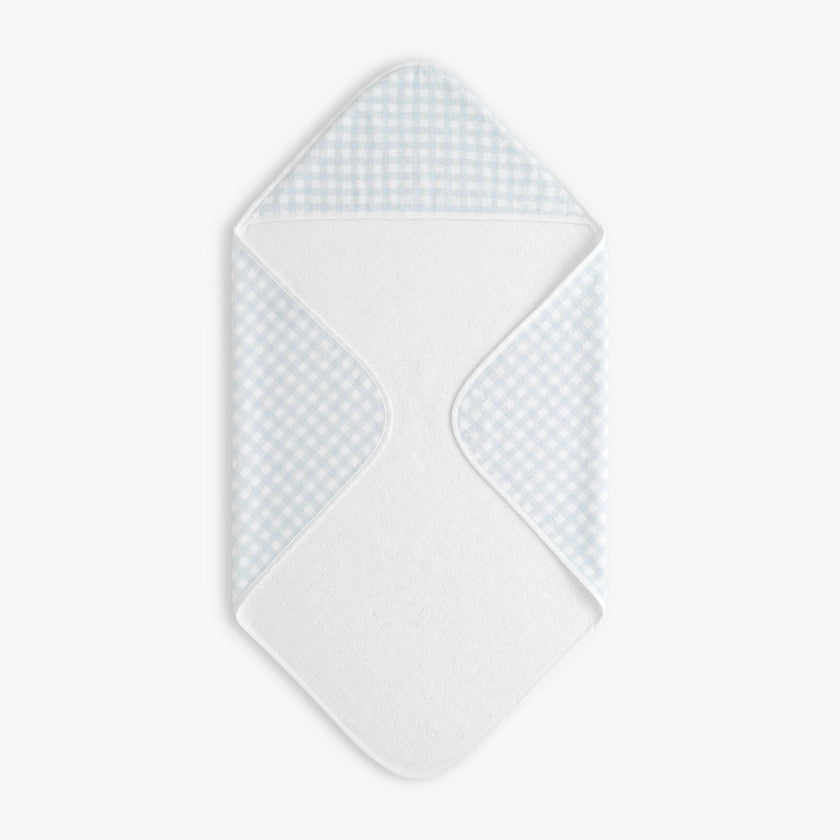 Picnic Gingham Baby Hooded Towel - Blue
