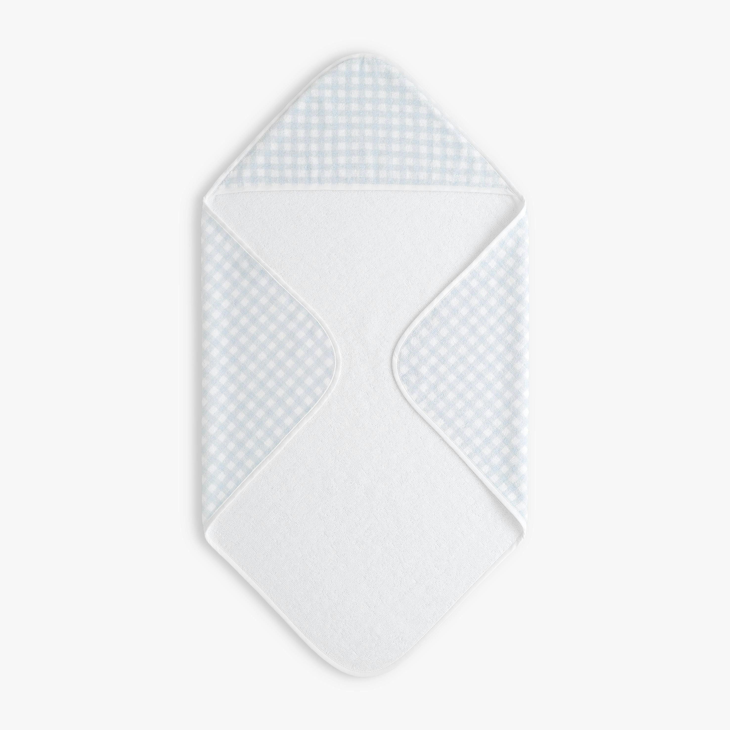 Picnic Gingham Baby Hooded Towel - Blue
