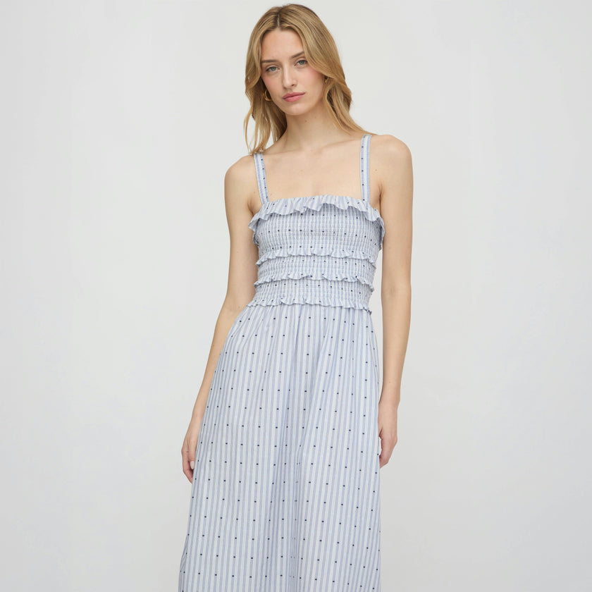 The Analise Nap Dress - Blue Swiss Dot