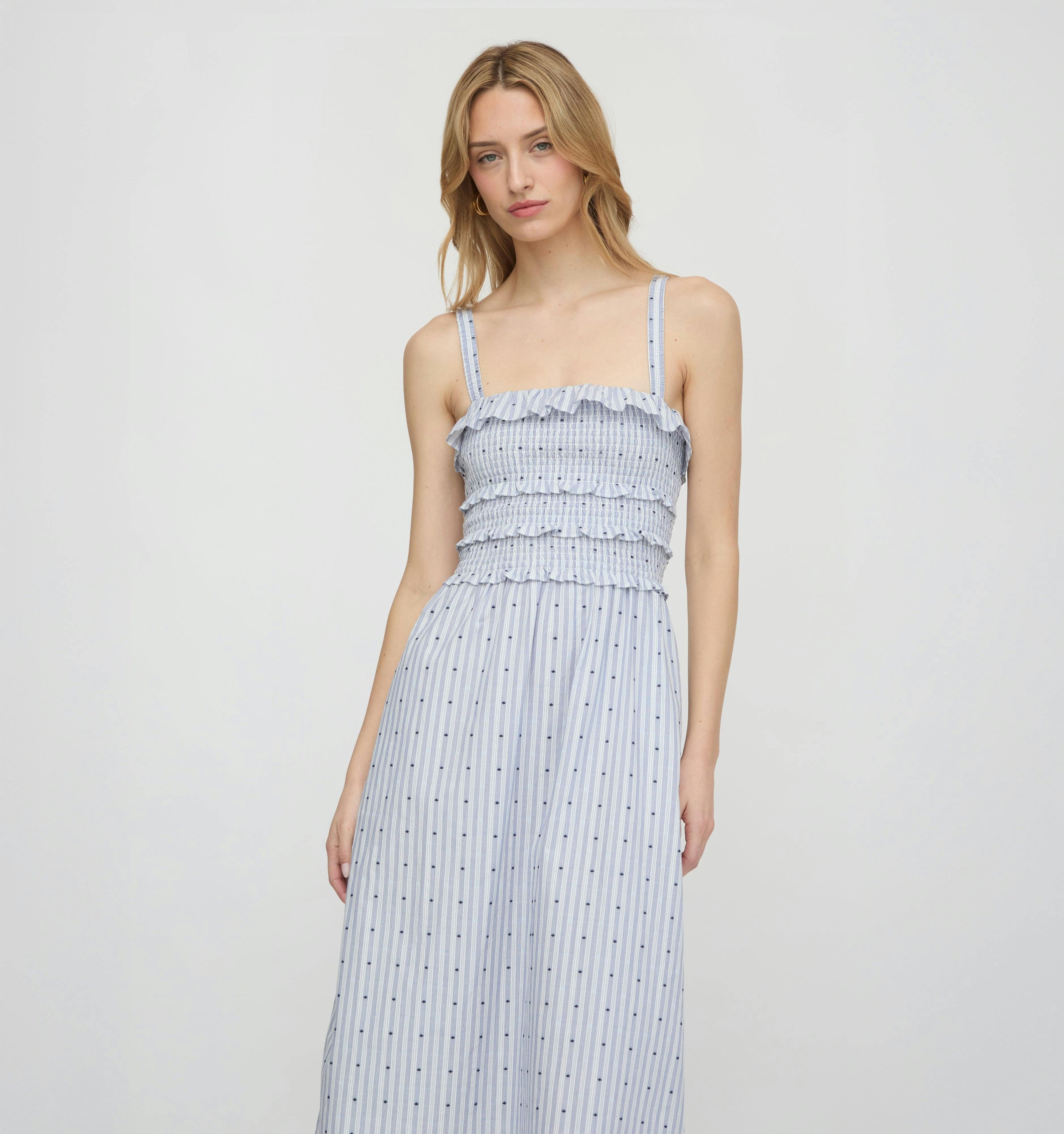 The Analise Nap Dress - Blue Swiss Dot