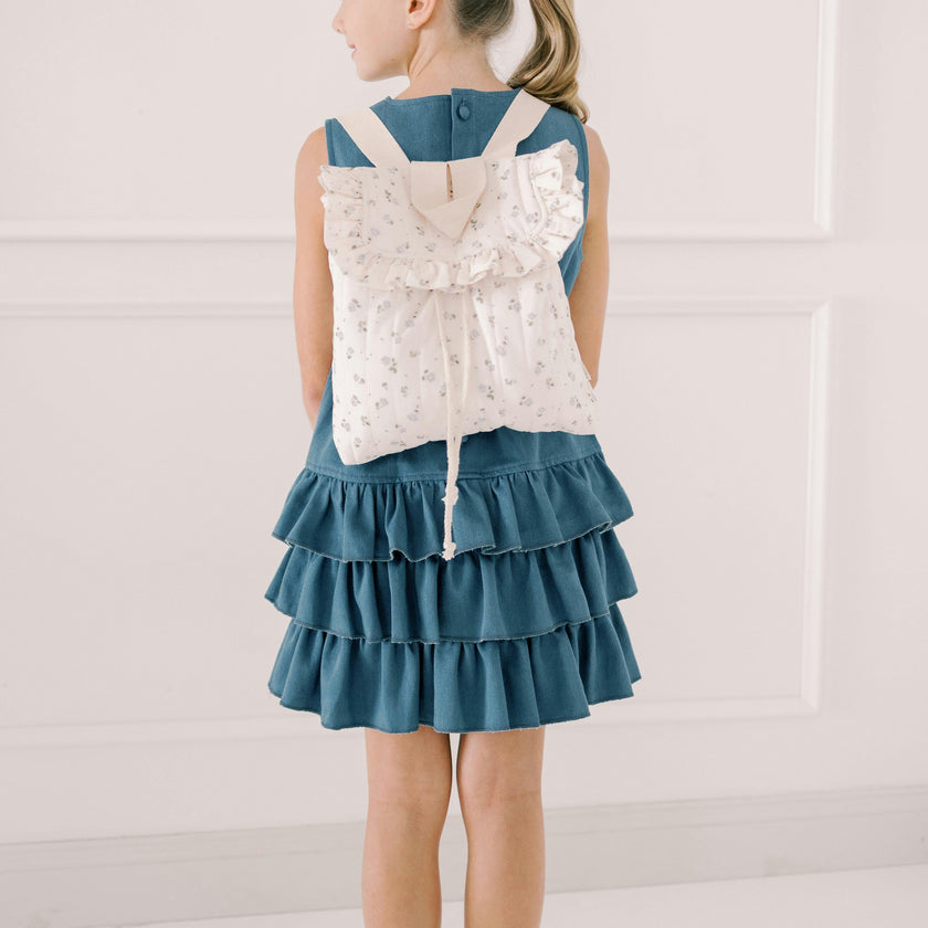 Eloise Quilted Backpack in Vintage Petite Blue