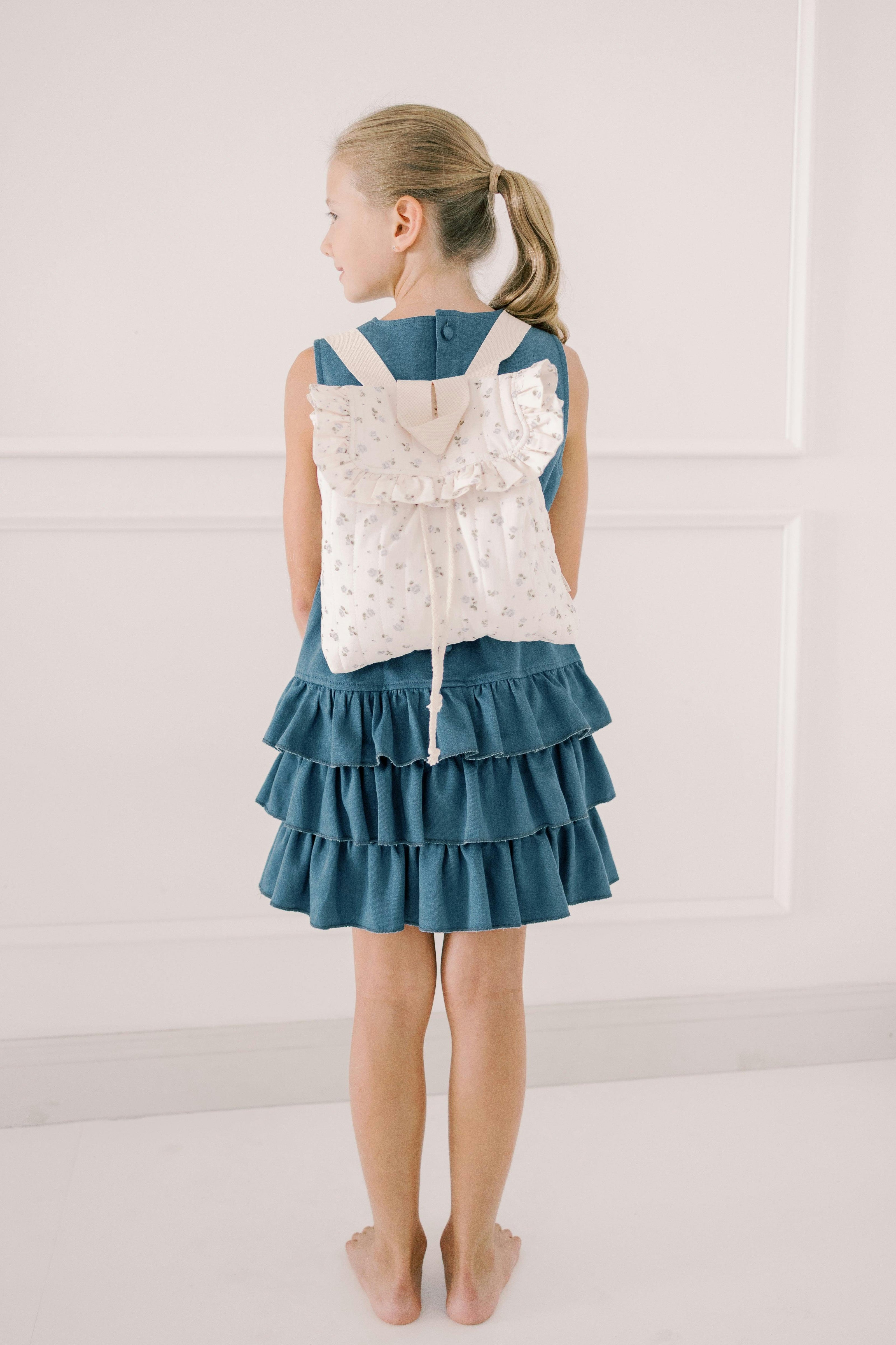 Eloise Quilted Backpack in Vintage Petite Blue