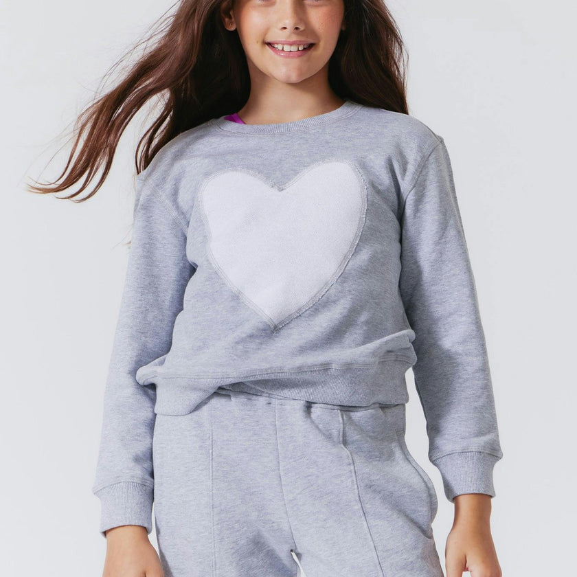Girls Heart Seamed Crew Neck Long Sleeve Sweatshirts