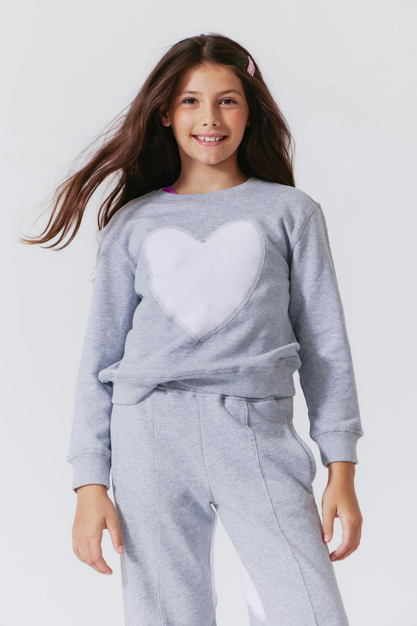 Girls Heart Seamed Crew Neck Long Sleeve Sweatshirts