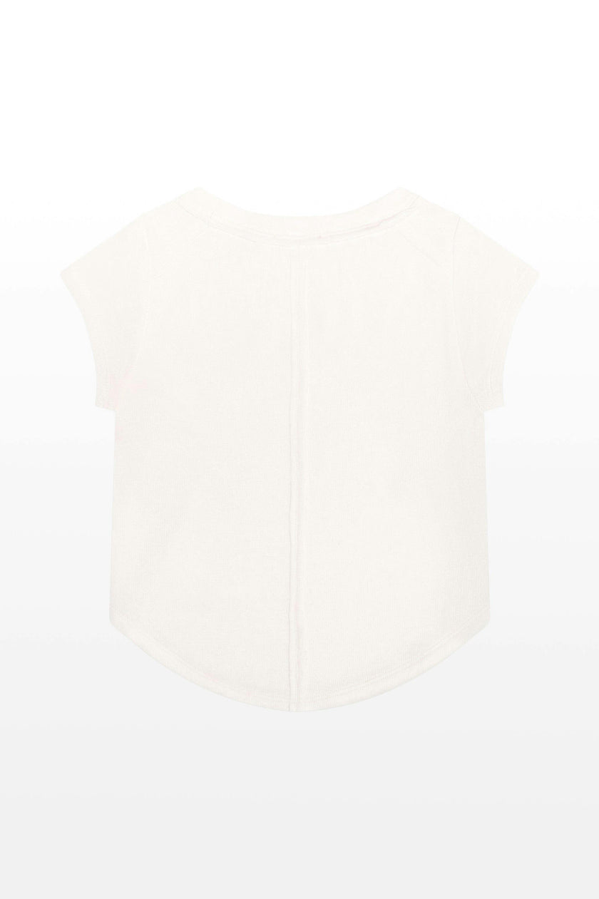 Rayon Rib Exposed Cap Sleeve Tee