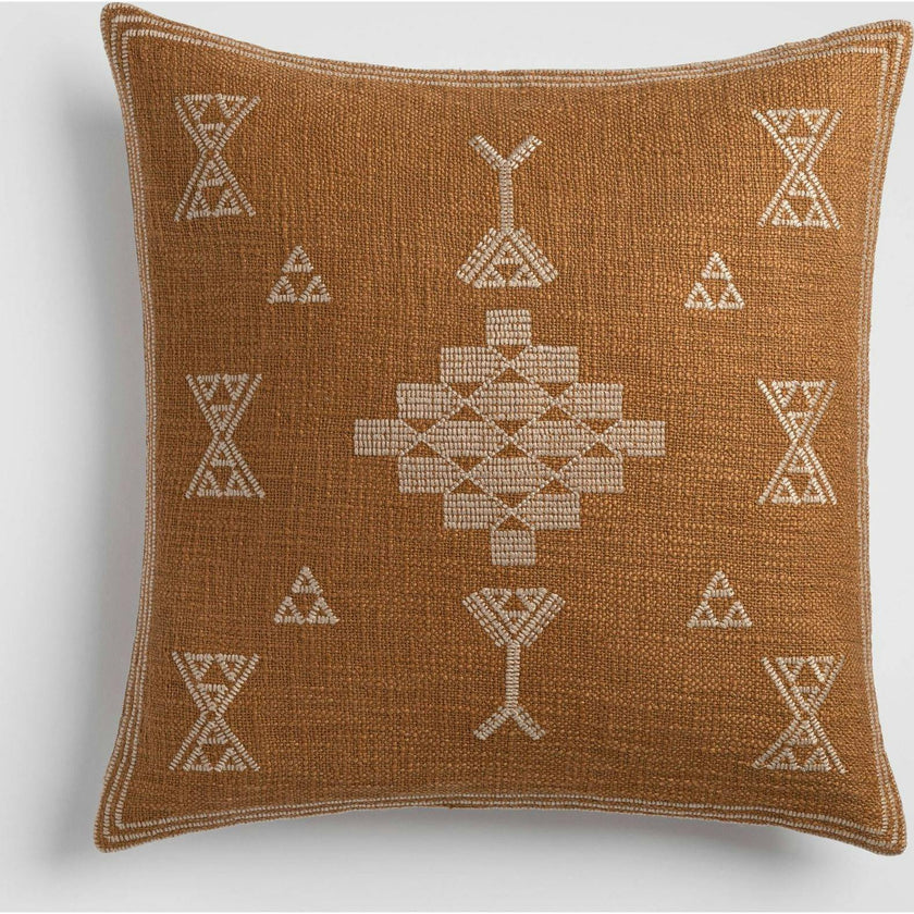 Tribal Sun Gold & Ivory Geometric Throw Pillow