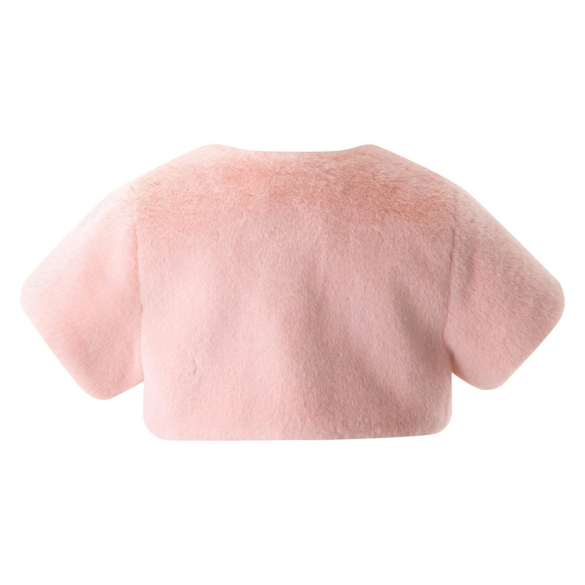 Diamanté Faux Fur Bolero, Pink