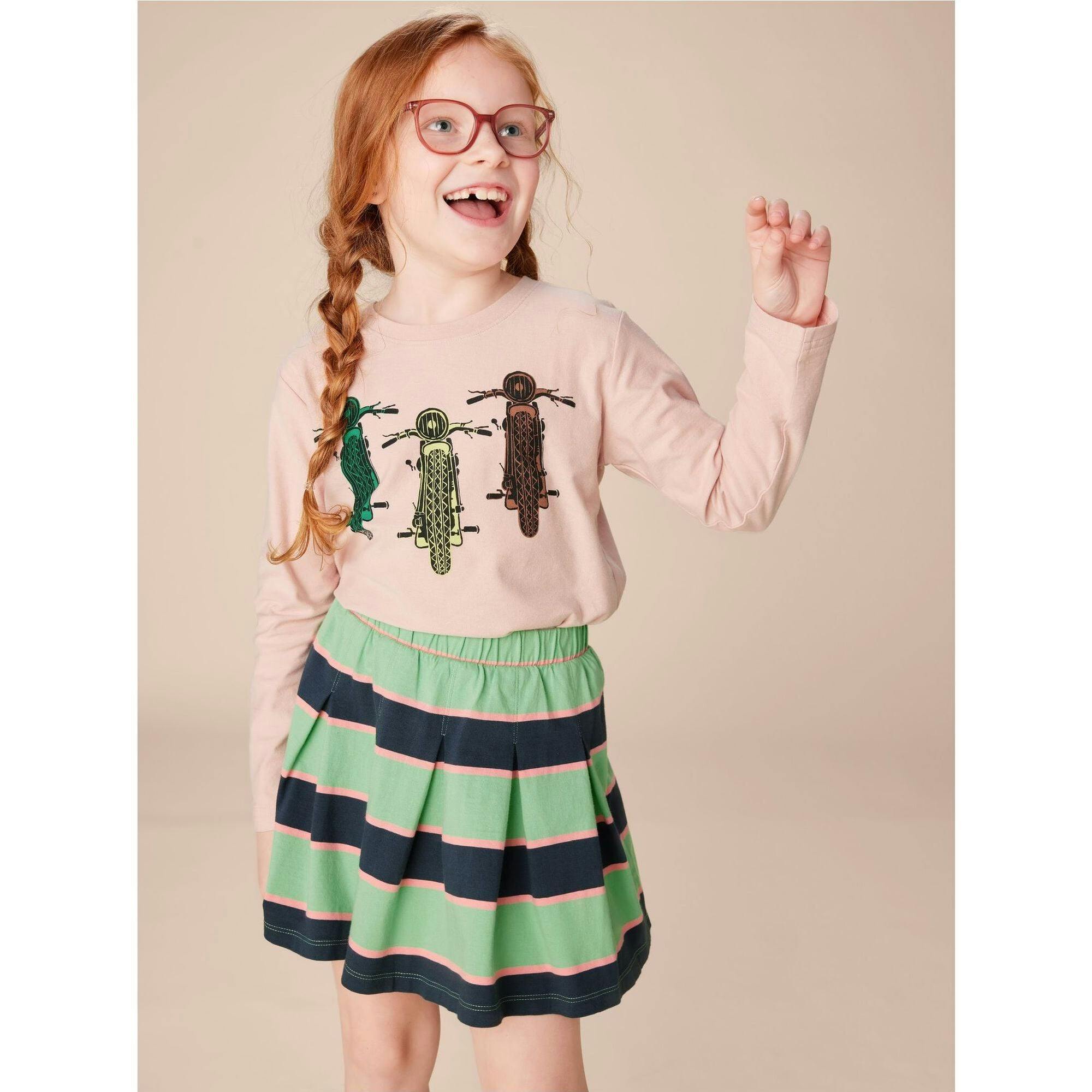 Pleated Jersey Skirt, Green