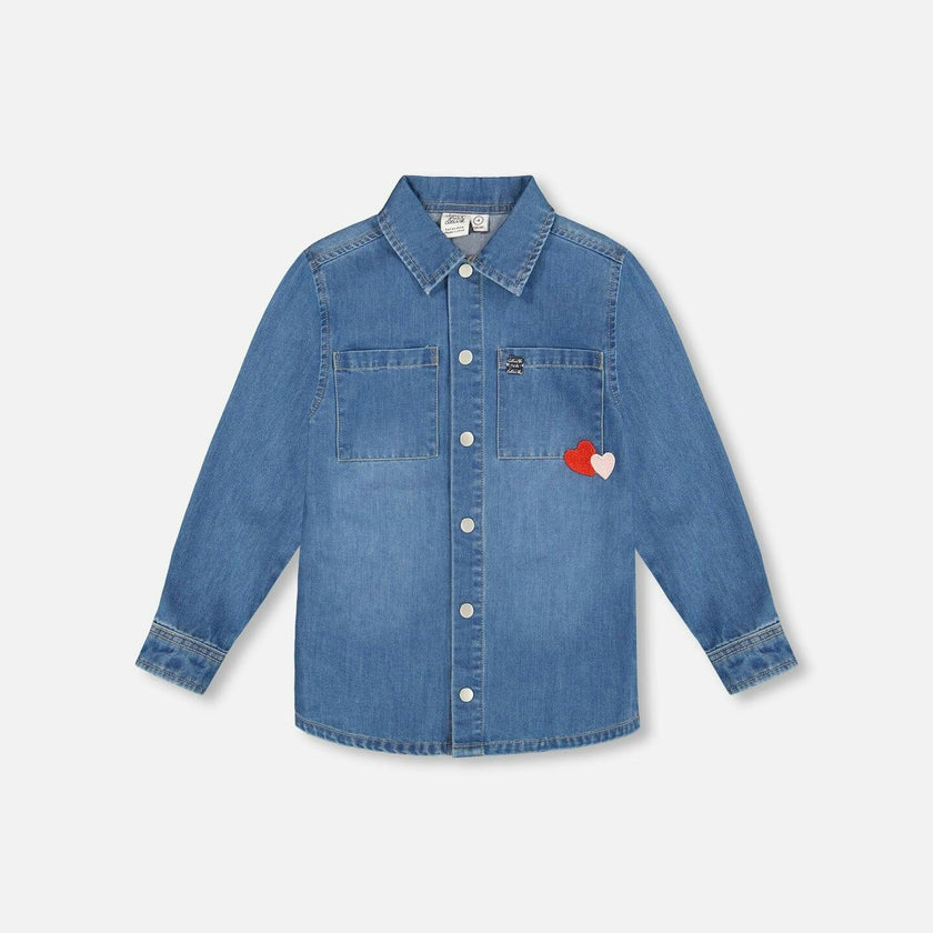 Denim Shirt Light Blue with Patch Pockets and Apple Patch
