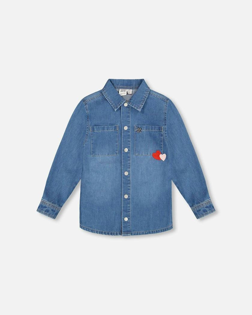 Denim Shirt Light Blue with Patch Pockets and Apple Patch