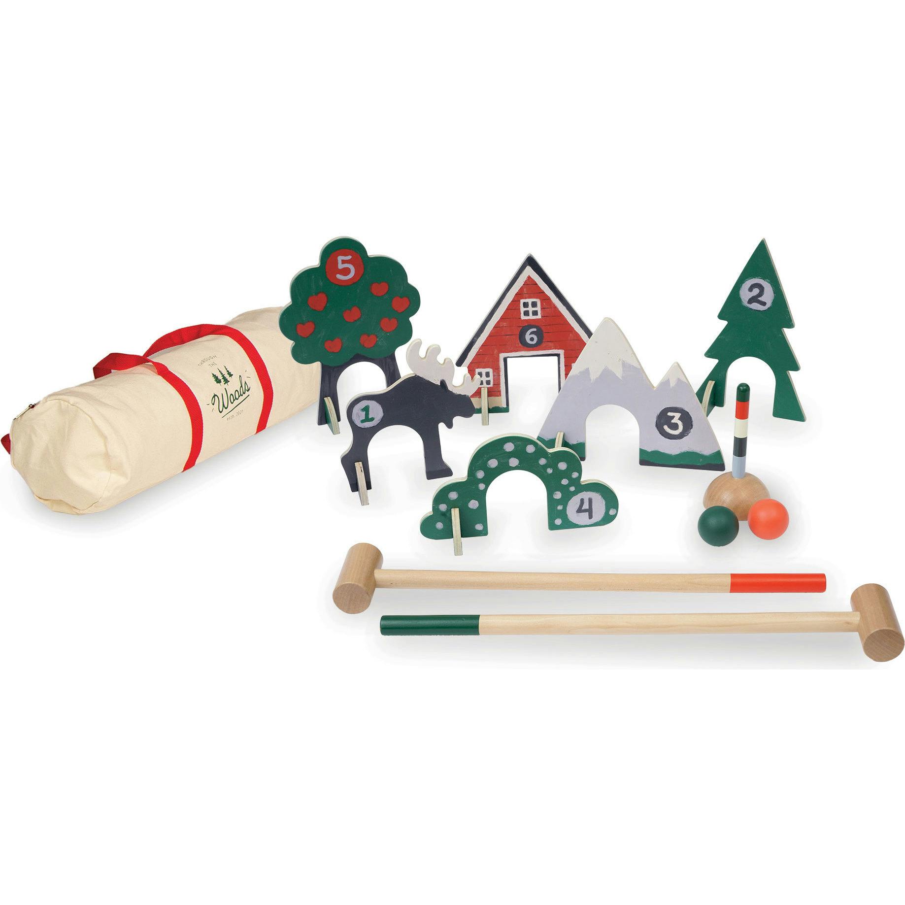 Through The Woods Two-Player 11-Piece Croquet Set with Travel Storage Bag