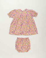 Sofia Baby Dress & Bloomer Set - Emma floral purple