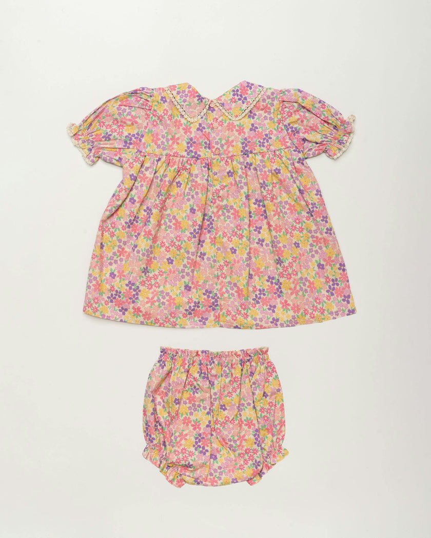 Sofia Baby Dress & Bloomer Set - Emma floral purple