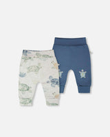 2 Pack Organic Cotton Jersey Evolutive Pants Medium Blue