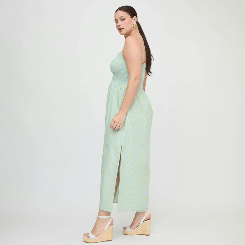 The Isabel Nap Dress - Blue/Green Stripe