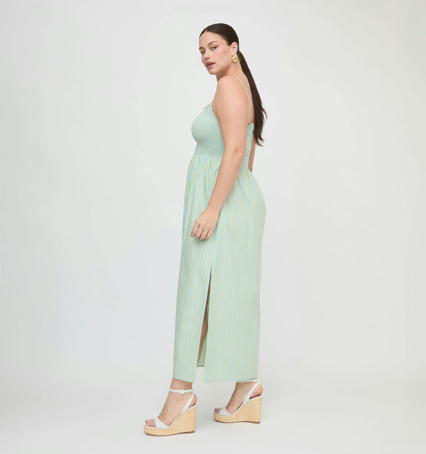 The Isabel Nap Dress - Blue/Green Stripe