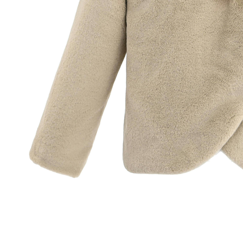 Beige Plush Asymmetrical Coat