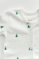 Organic Cotton Evergreen Zip Holiday Baby Sleeper Pajama