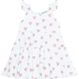 Pink Heart Print Ruffle Dress