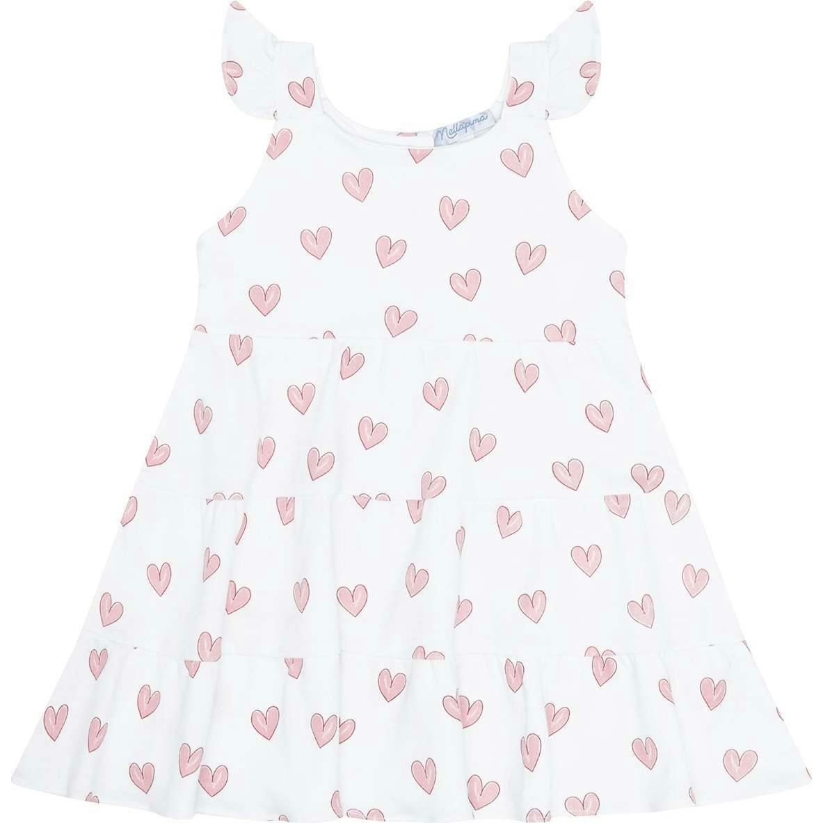 Pink Heart Print Ruffle Dress