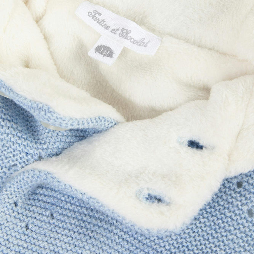 Faux-Fur Lined Zip-Up Knit Jacket
