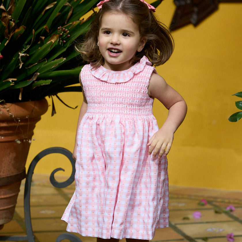 Brittany Dress Pink Vichy Plumetis